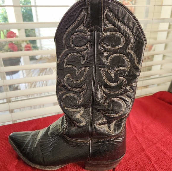 Youth JUSTIN Black Cowboy Boots  Size 8.5 C - Picture 2 of 13